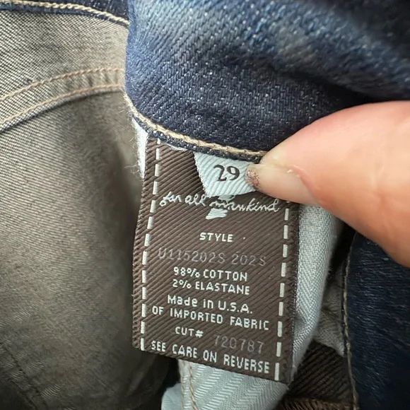 7 For All Mankind Dark Blue Straight Leg Dojo Jeans - sz 29 like new - Picture 4 of 5